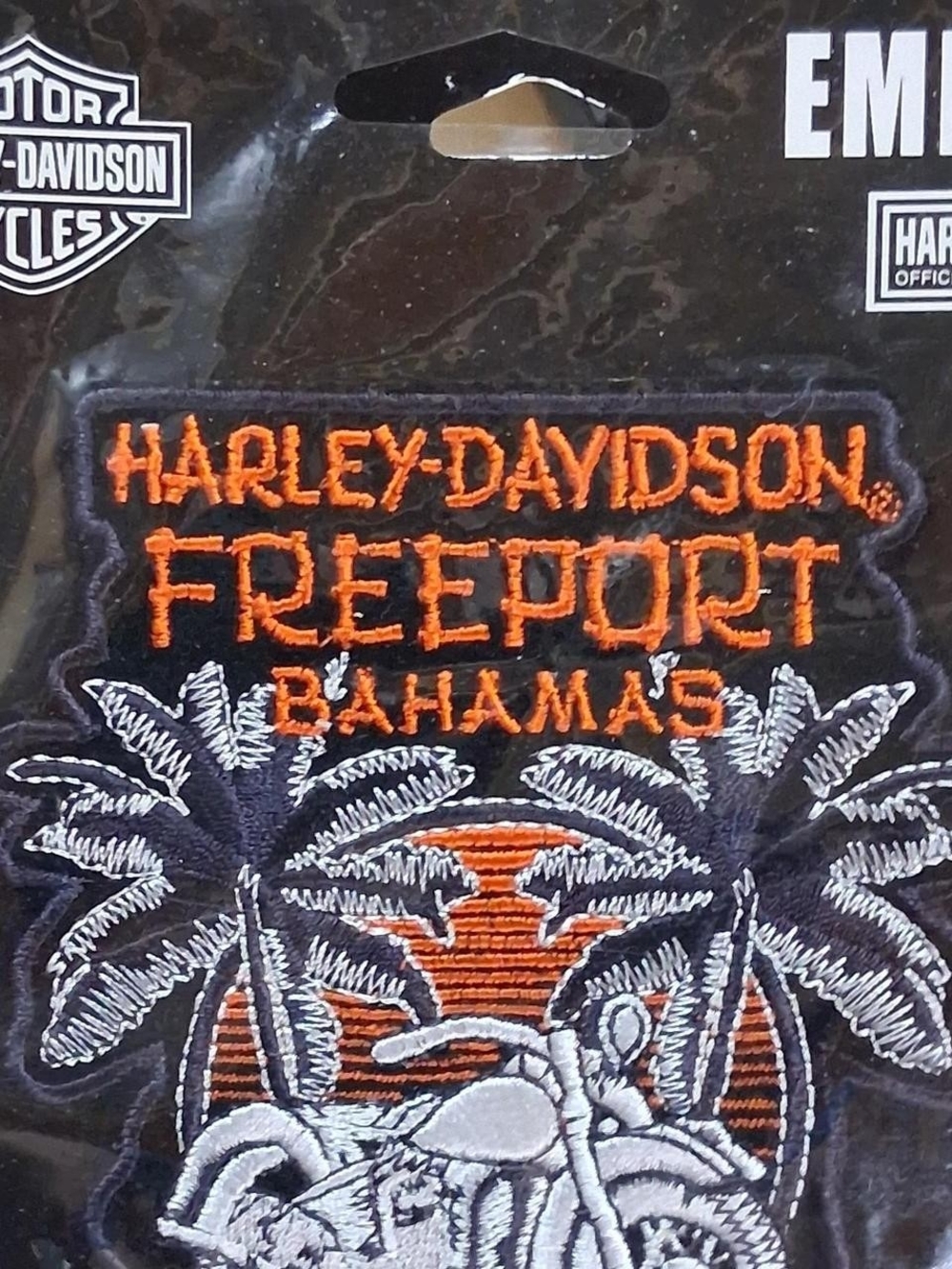 Y2K Harley-Davidson Black and Orange Freeport Bahamas Embroidered Patch